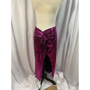 NWT Amylynn Women's Vevina Shiny Pink Metallic Chain Wrap Skirt